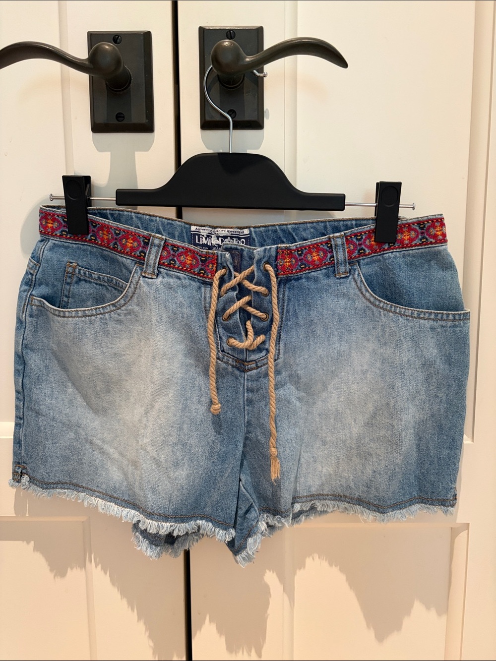 Limited Too Embroidered Waist Denim Shorts in Light Blue